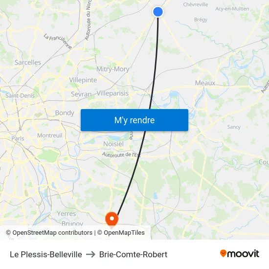 Le Plessis-Belleville to Brie-Comte-Robert map