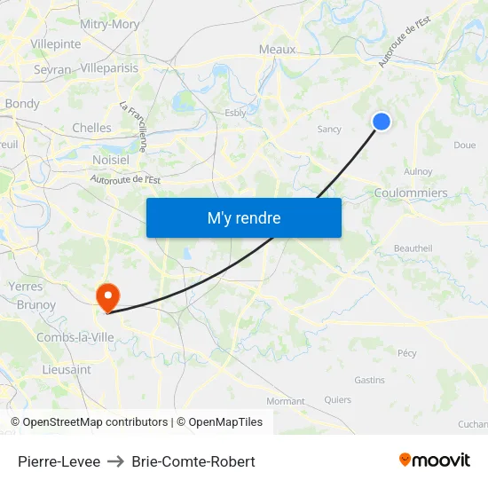 Pierre-Levee to Brie-Comte-Robert map
