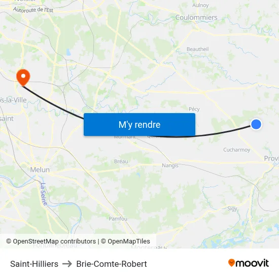 Saint-Hilliers to Brie-Comte-Robert map