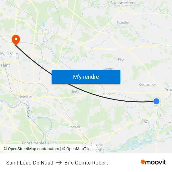 Saint-Loup-De-Naud to Brie-Comte-Robert map