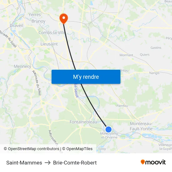 Saint-Mammes to Brie-Comte-Robert map