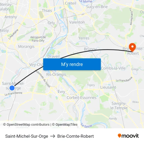 Saint-Michel-Sur-Orge to Brie-Comte-Robert map