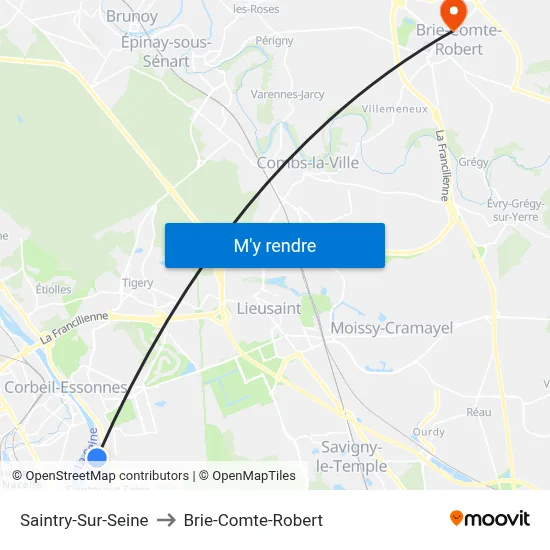 Saintry-Sur-Seine to Brie-Comte-Robert map