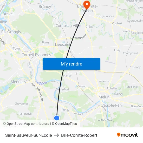 Saint-Sauveur-Sur-Ecole to Brie-Comte-Robert map
