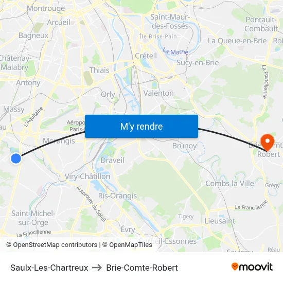 Saulx-Les-Chartreux to Brie-Comte-Robert map