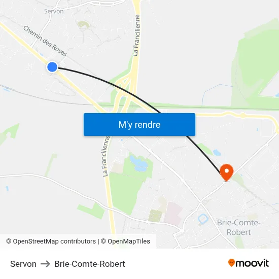 Servon to Brie-Comte-Robert map
