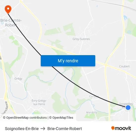 Soignolles-En-Brie to Brie-Comte-Robert map