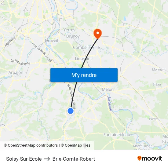 Soisy-Sur-Ecole to Brie-Comte-Robert map