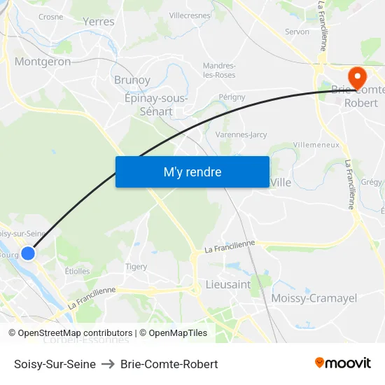Soisy-Sur-Seine to Brie-Comte-Robert map