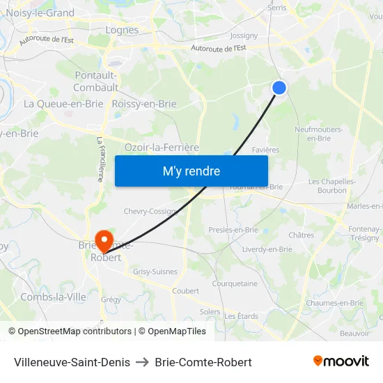 Villeneuve-Saint-Denis to Brie-Comte-Robert map
