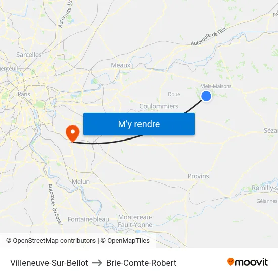 Villeneuve-Sur-Bellot to Brie-Comte-Robert map