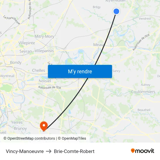 Vincy-Manoeuvre to Brie-Comte-Robert map