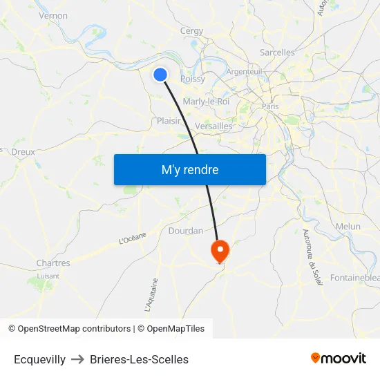 Ecquevilly to Brieres-Les-Scelles map