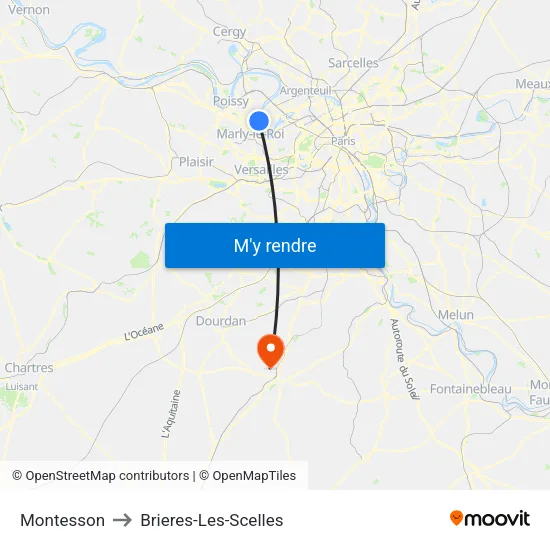 Montesson to Brieres-Les-Scelles map