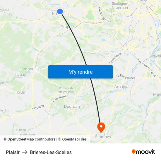 Plaisir to Brieres-Les-Scelles map
