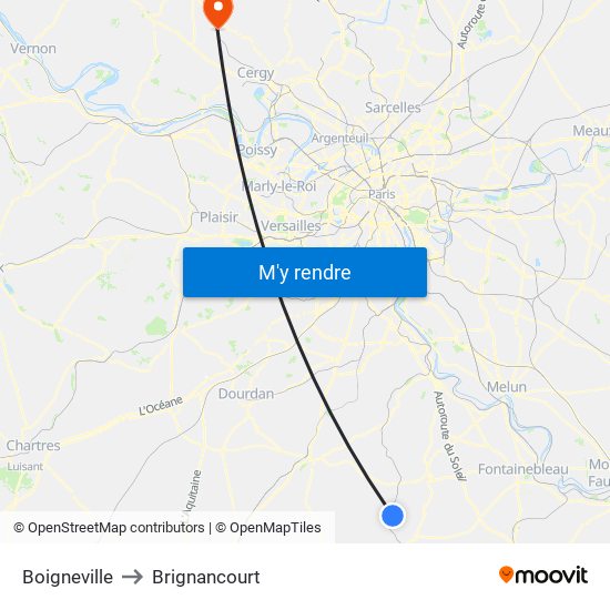 Boigneville to Brignancourt map