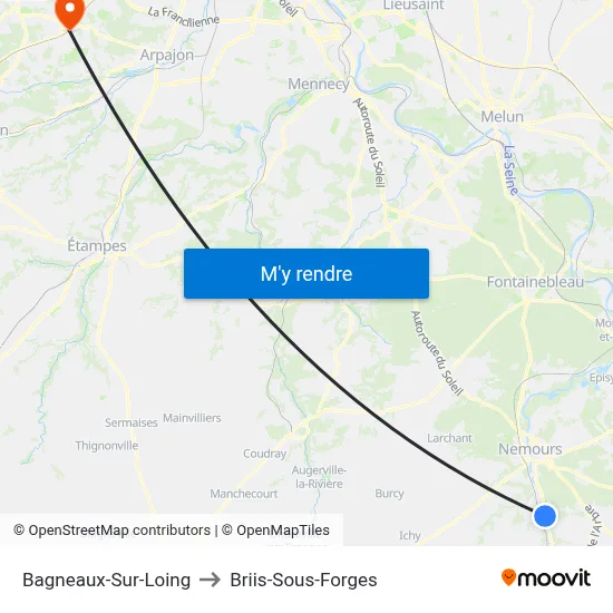 Bagneaux-Sur-Loing to Briis-Sous-Forges map