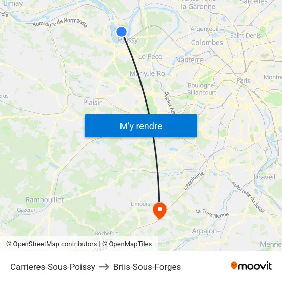 Carrieres-Sous-Poissy to Briis-Sous-Forges map