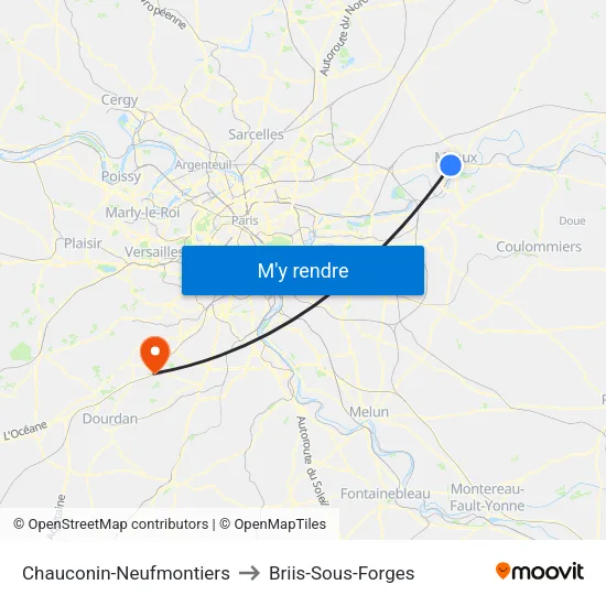 Chauconin-Neufmontiers to Briis-Sous-Forges map