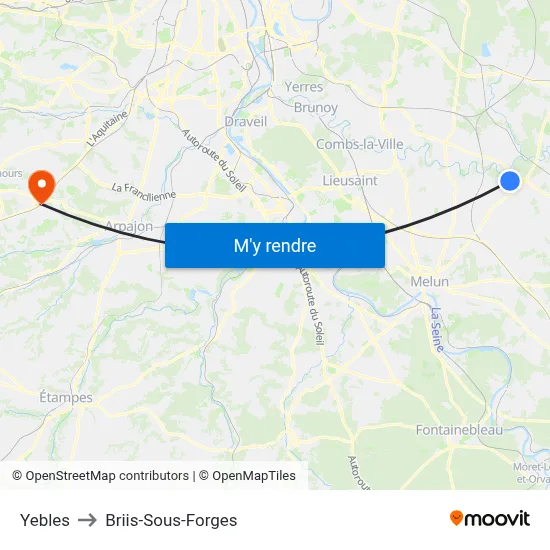 Yebles to Briis-Sous-Forges map