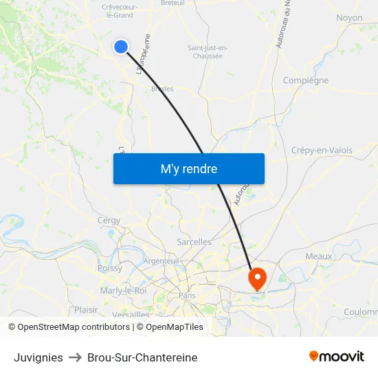 Juvignies to Brou-Sur-Chantereine map