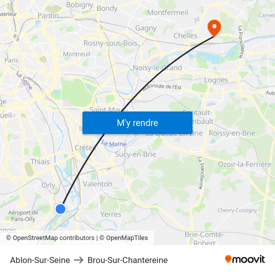 Ablon-Sur-Seine to Brou-Sur-Chantereine map