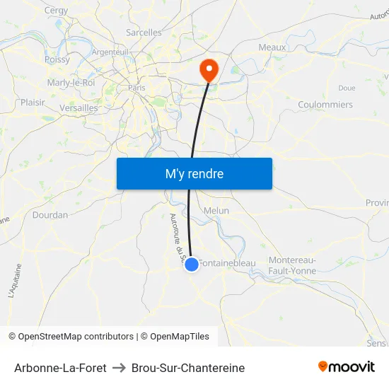 Arbonne-La-Foret to Brou-Sur-Chantereine map