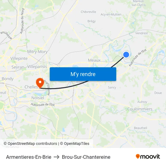 Armentieres-En-Brie to Brou-Sur-Chantereine map