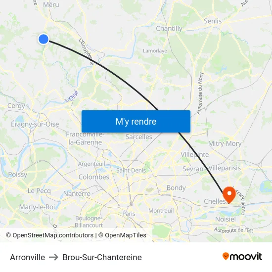 Arronville to Brou-Sur-Chantereine map
