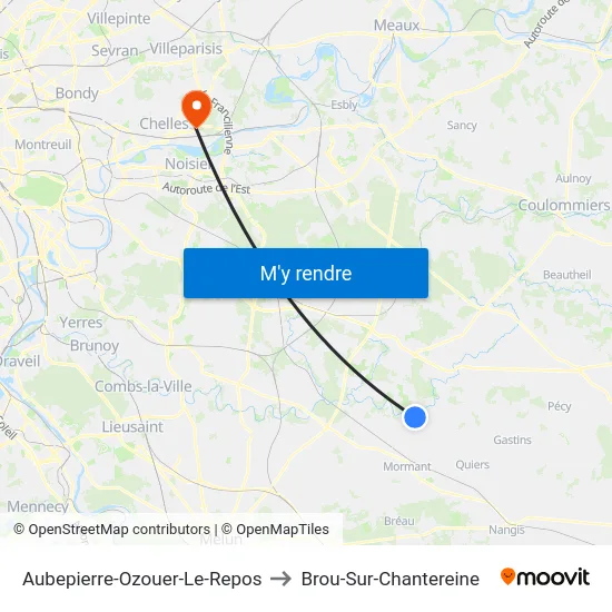 Aubepierre-Ozouer-Le-Repos to Brou-Sur-Chantereine map
