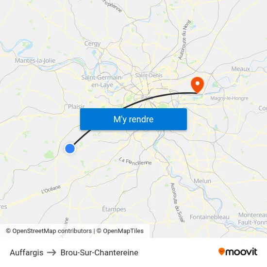 Auffargis to Brou-Sur-Chantereine map