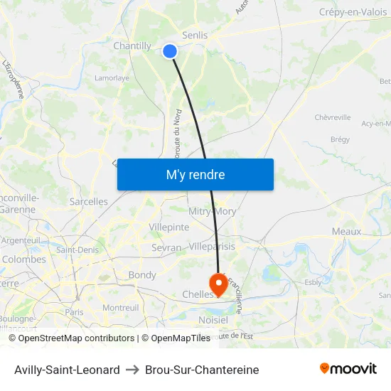 Avilly-Saint-Leonard to Brou-Sur-Chantereine map