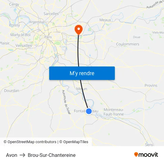 Avon to Brou-Sur-Chantereine map