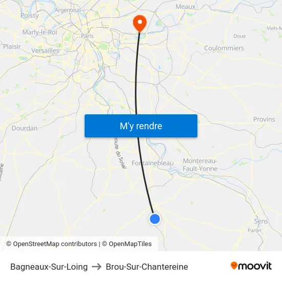 Bagneaux-Sur-Loing to Brou-Sur-Chantereine map
