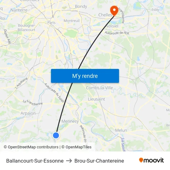 Ballancourt-Sur-Essonne to Brou-Sur-Chantereine map