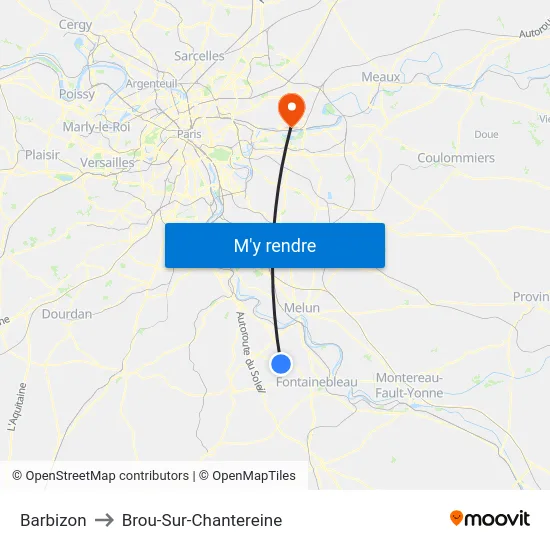 Barbizon to Brou-Sur-Chantereine map