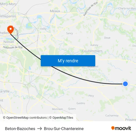 Beton-Bazoches to Brou-Sur-Chantereine map