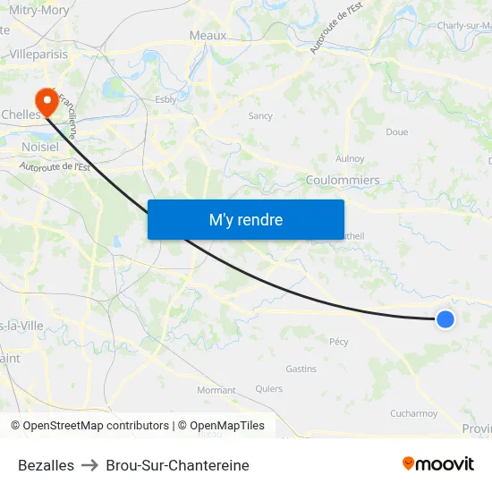Bezalles to Brou-Sur-Chantereine map