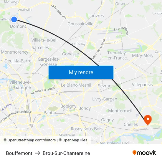Bouffemont to Brou-Sur-Chantereine map