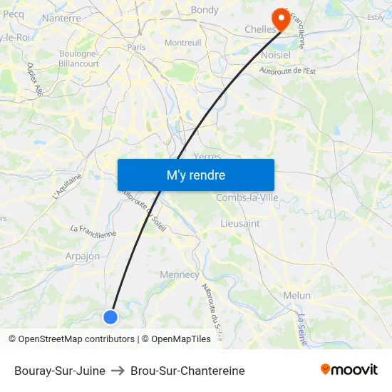 Bouray-Sur-Juine to Brou-Sur-Chantereine map