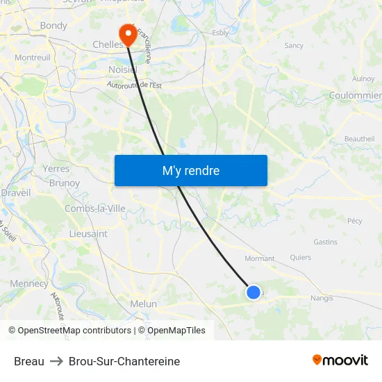 Breau to Brou-Sur-Chantereine map