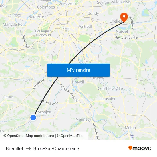 Breuillet to Brou-Sur-Chantereine map