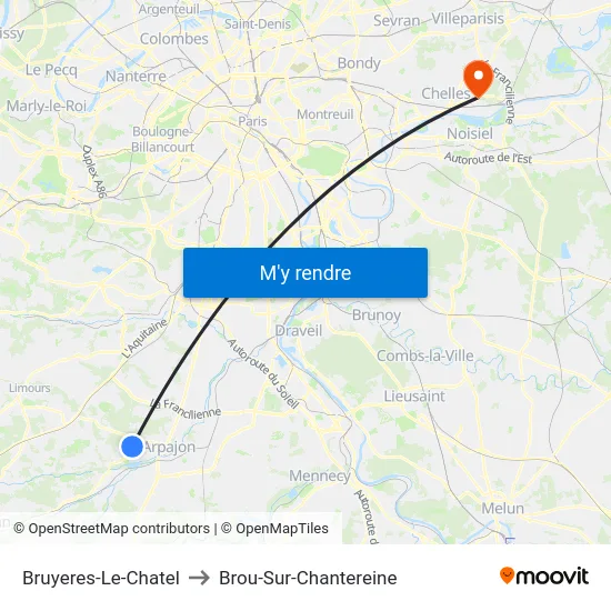 Bruyeres-Le-Chatel to Brou-Sur-Chantereine map