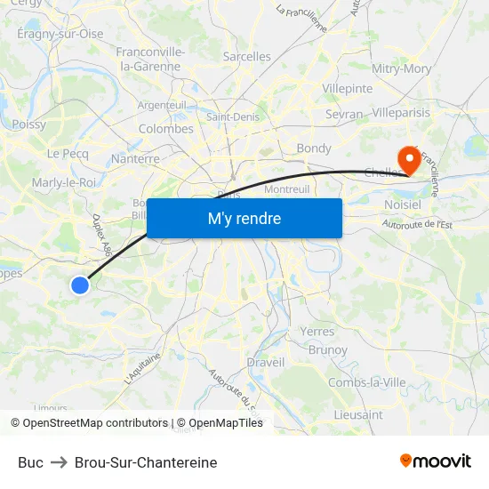 Buc to Brou-Sur-Chantereine map
