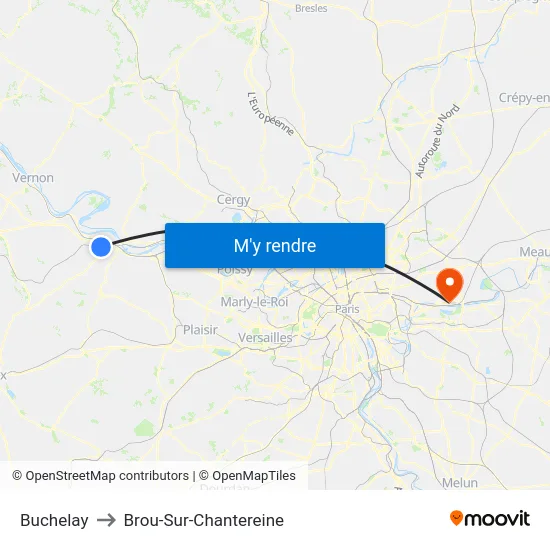 Buchelay to Brou-Sur-Chantereine map