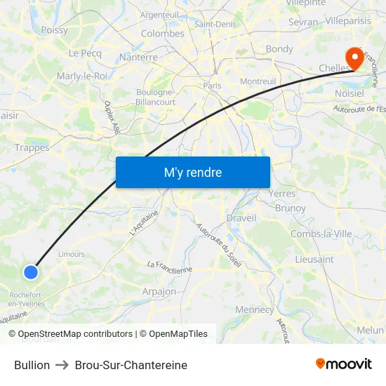 Bullion to Brou-Sur-Chantereine map