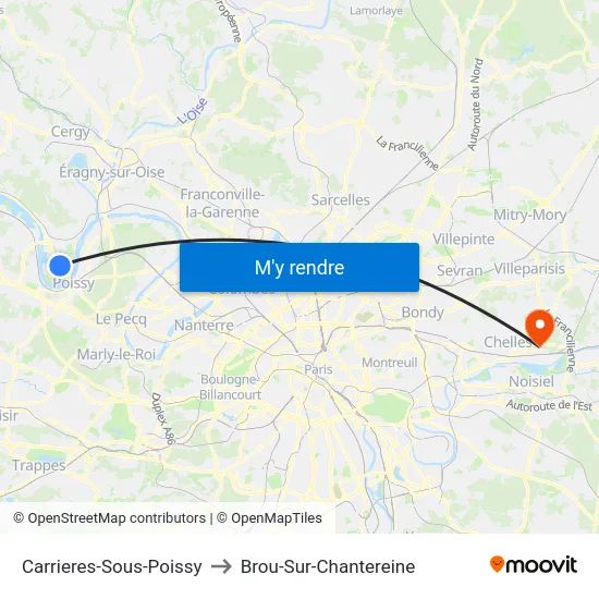 Carrieres-Sous-Poissy to Brou-Sur-Chantereine map