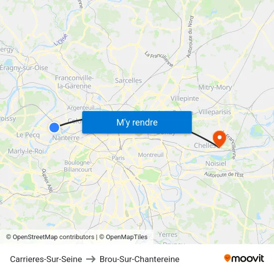 Carrieres-Sur-Seine to Brou-Sur-Chantereine map