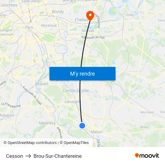 Cesson to Brou-Sur-Chantereine map