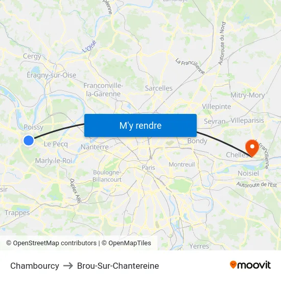 Chambourcy to Brou-Sur-Chantereine map